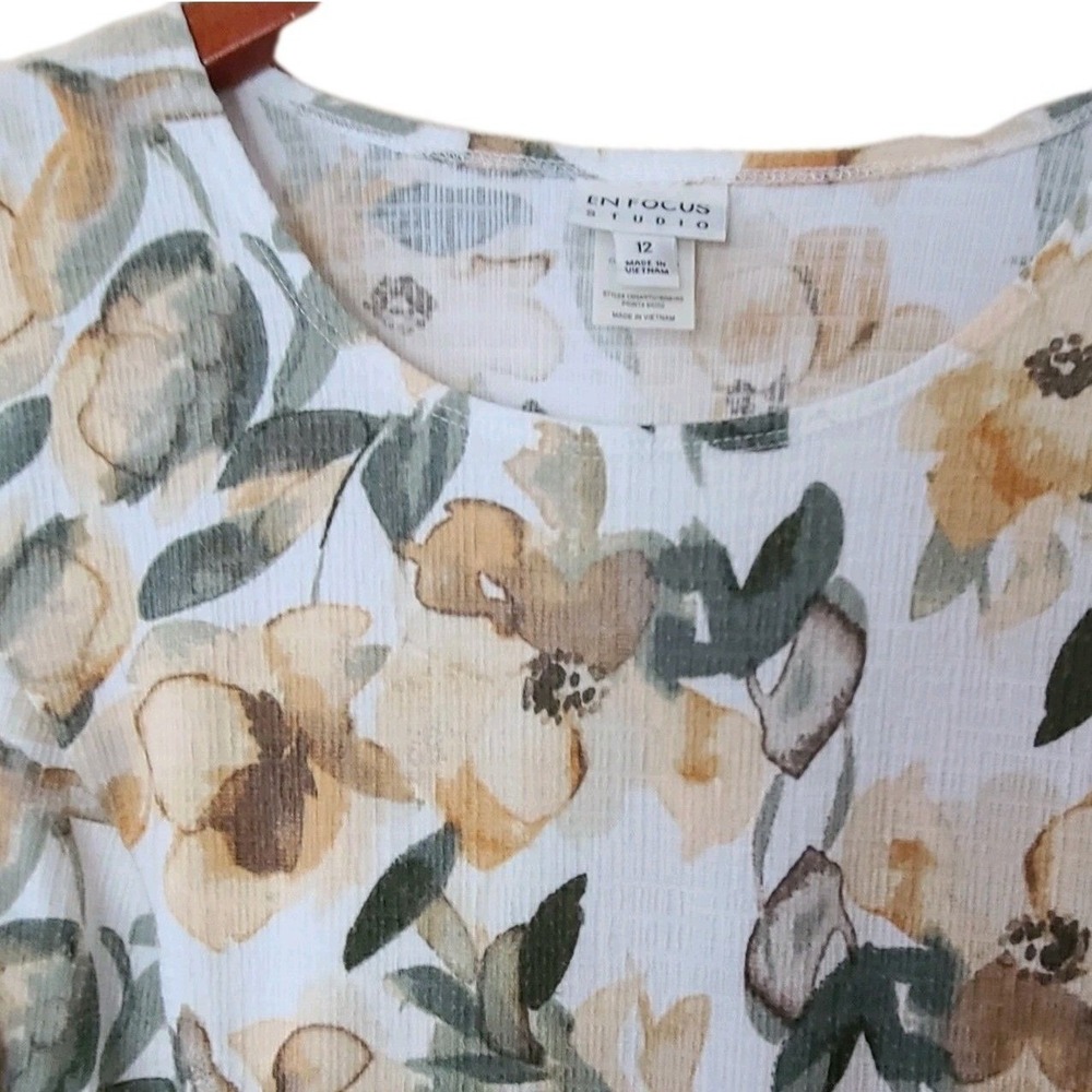 En Focus Studio Summer Dress Women Size 12 White Yellow Excellent Floral